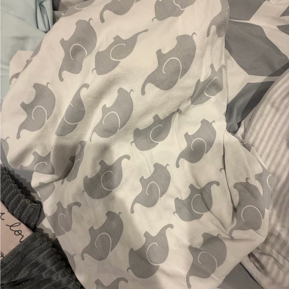 Gray and White Elephant Print Blanket